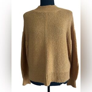 West of Melrose Mustard Mock Neck Textured Cropped Sweater Size Medium